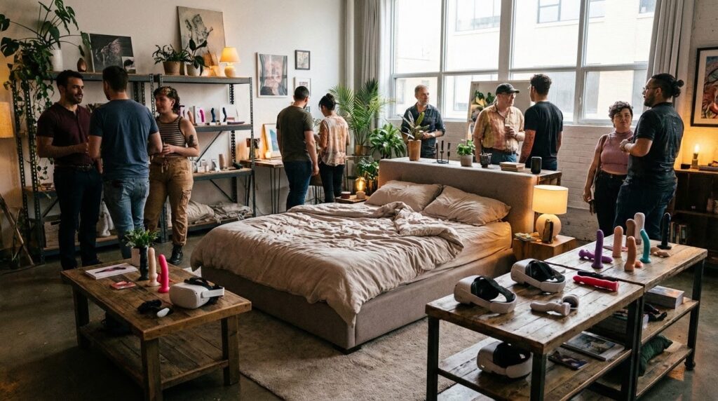 un groupe de personnes assister à une exposition ou foire