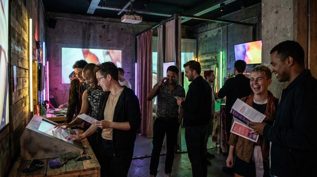 Une communauté de LGBTQ se regrouper dans une foire